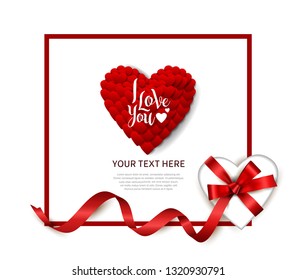 I love you concept design with pink heart shape balloon on white background
