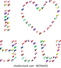 I love you from country in heart. vector