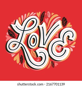 Love you. Cute hand drawn doodle lettering postcard. Lettering art for poster, banner, web, t-shirt design.