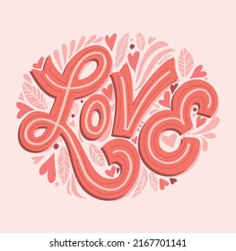 Love you. Cute hand drawn doodle lettering postcard. Lettering art for poster, banner, web, t-shirt design.