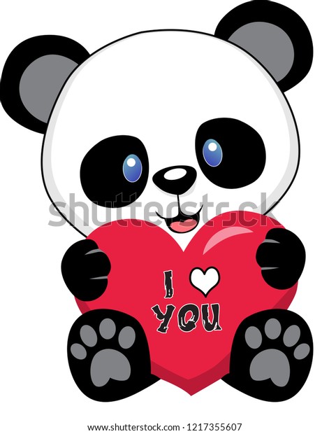 Love You Cute Panda Stock Vector Royalty Free