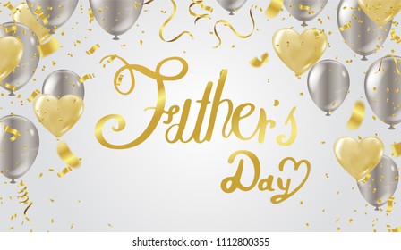 I love you Dad - cute background with Father's Day. Vector. and balloons 