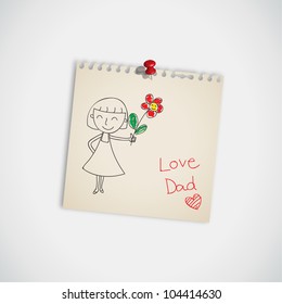 I love you dad with flower on note paper vector