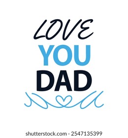 Liebe dich Dad Herzlich Vatertag Illustration mit Händen bilden eine Herzform und süße Typografie Design