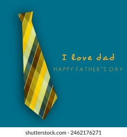I Love You Dad Message Text Happy Father's Day Greeting Card with colorful checkered necktie.
