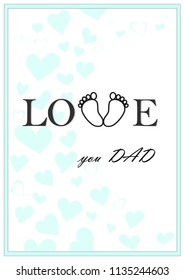 love you dad vertical green greeting card vector illustration