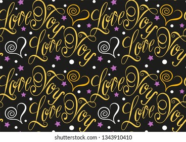 I love you. Dark seamless pattern for your design
