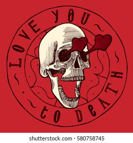 love you to death mexican style skull in love vintage valentines card