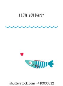  i love you deeply fish card