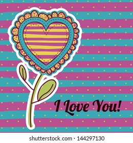 i love you design over lineal background vector illustration