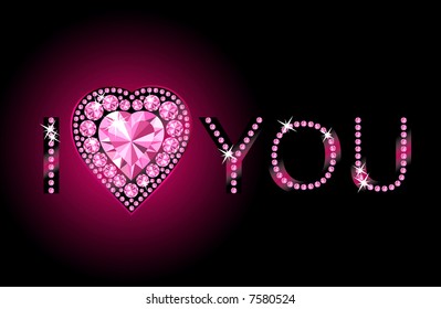 I LOVE YOU / Diamond heart / vector background  with space for your text