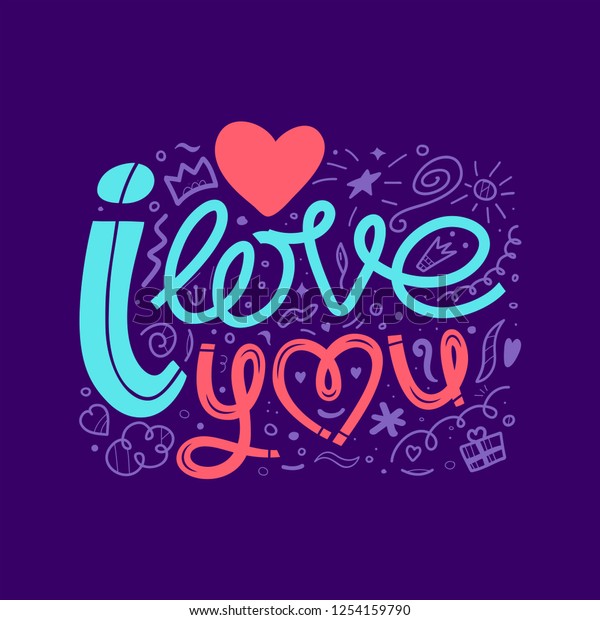 Love You Doodle Illustration Hand Drawn Stock Vector (Royalty Free ...