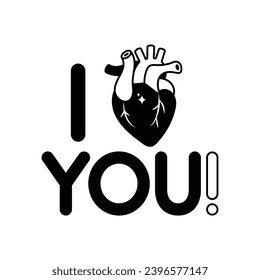 I love you doodle vector outline Sticker. EPS 10 file