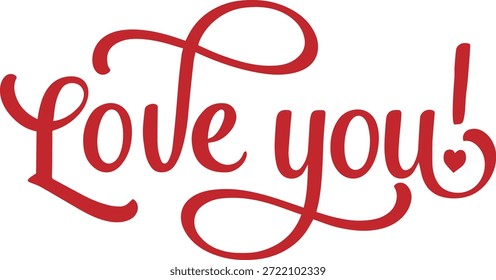 Te amo, Letras de guion elegante de la palabra Amor con acentos de corazón