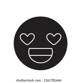 Love you emoji black vector concept icon. Love you emoji flat illustration, sign
