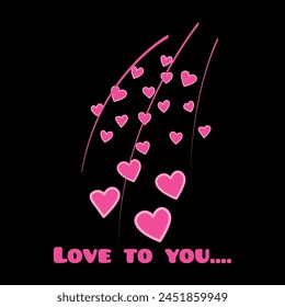 Love to you..., falling hearts, Graphic design print t-shirts fashion, illustration, vector, posters, cards, stickers, mug