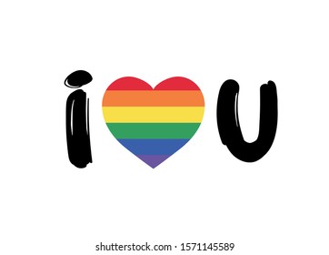 I love you. I love you flag heart.  LGBT love text vector design. 