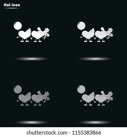 I love you flat grayscale vector icon. Toy hearts illustration.