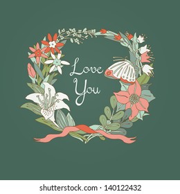 LOVE YOU floral wreath