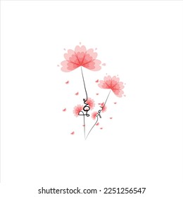 Love You With Flower Tshirt Design Illustration