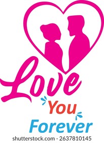 Love you forever couple heart romantic design