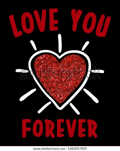 Love You Forever Slogan On Heart Stock Vector Royalty Free