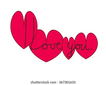 I love you. Four hearts.  Beautiful inscription for  t shirt.