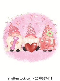 I Love You Gnomes Couple Valentine Vector illustration. Valentine Background