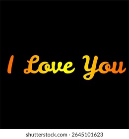 I love you golden yellow gradient text written on black plain background attractive desgin