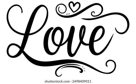 Love you greeting card calligraphy black text . Handwritten modern brush lettering white background isolated vector