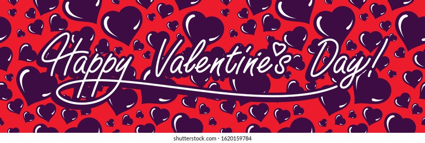Love you greeting card on Valentine day vector banner design with hearts pattern in background, pattern is seamless.