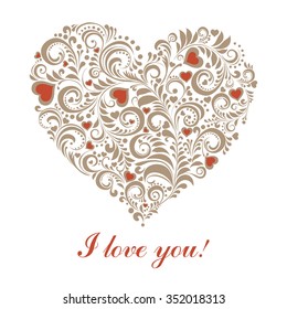 I love you. Greeting card Valentine`s Day. Vector Illustration 