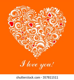 I love you. Greeting card Valentine`s Day. Vector Illustration 