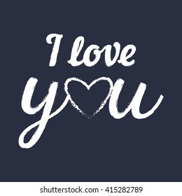 I love you. Greeting card for Valentines day. Hand drawn design elements.