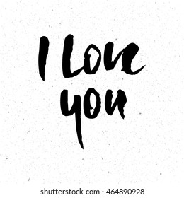 I love you. Greeting card for Valentines day. Hand drawn design elements. Black and white.