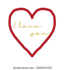 I love you hand drawing heart shape vector graphic.