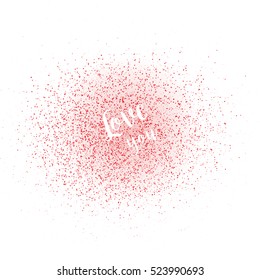 Love you hand drawn brush lettering isolated on white and with pink drops like confetti. Valentines Day Greeting Banner isolated on white background. Template for Mothers Day or scrapbooking.