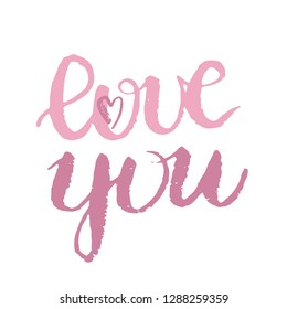 Love you - hand drawn doodle lettering poster