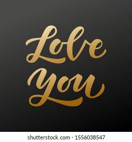 Love you hand drawn lettering. Vector illustration.