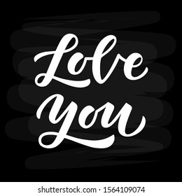 Love you hand drawn lettering. Template for, banner, poster, flyer, greeting card, web design, print design. Vector illustration.