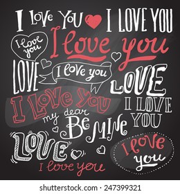 I love you hand drawn lettering illustration
