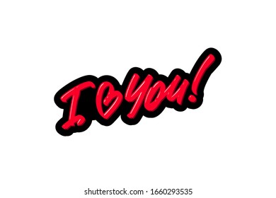 I love you hand drawn modern brush lettering text