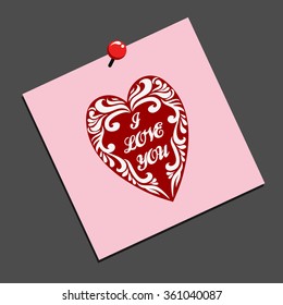 I Love you. Hand drawn poster with heart. Can be used as a greeting card, print on T-shirt, bags, decor element and Valentines Day card.Romantic typography