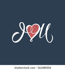 I Love You hand drawn sign. Vector illustration.