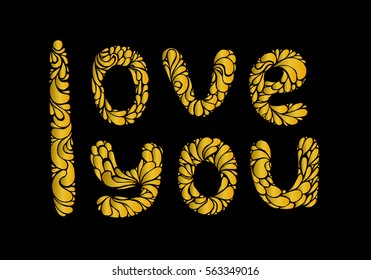 love you. hand drawn text calligraphy for Valentine Day greeting card. calligraphic vector font. Declaration of love. Design for t-shirt and prints. tattoo
