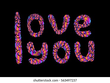 
love you. hand drawn text calligraphy for Valentine Day greeting card. calligraphic vector font. Declaration of love. Design for t-shirt and prints. tattoo