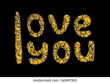 
love you. hand drawn text calligraphy for Valentine Day greeting card. calligraphic vector font. Declaration of love. Design for t-shirt and prints. tattoo