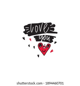 Te quiero. Ilustración vectorial dibujada a mano. Día de San Valentín, símbolo romántico de las vacaciones. Corazón de Unicornio