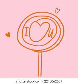 I love you. Hand drawn vector illustration on pink background.