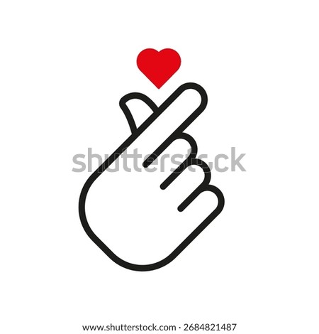 I Love You. Hand gesture of love. Korean heart finger i love you. Sign icon in line style. Sticker concept design for social media. Vector illustration.